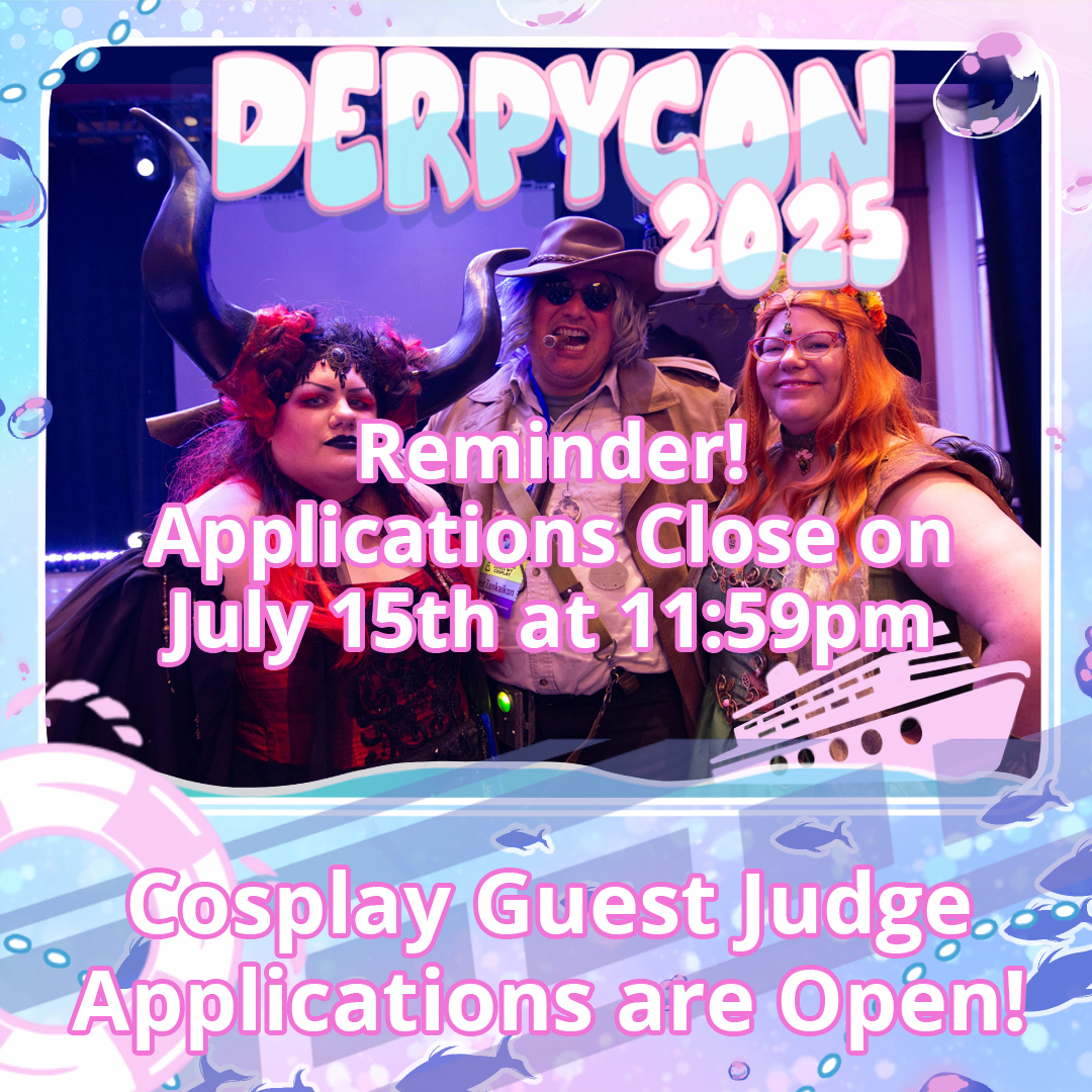 DerpyCon's tweet image. Want to be a Cosplay Guest Judge for DerpyCon 2025? Apply by July 15th to be considered.
Apply Here: d.erpy.link/12211