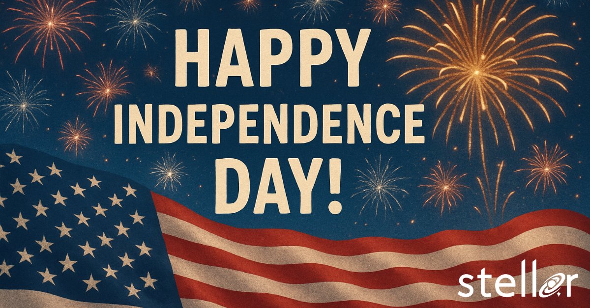 StellarTechInc's tweet image. 🇺🇸 Happy Independence Day! Today we celebrate freedom, resilience, and innovation—the spirit that inspires us at Stellar to dream big and build boldly. Wishing everyone a joyful, safe, and relaxing 4th of July! ❤️🤍💙

#IndependenceDay #4thOfJuly #TeamStellar
