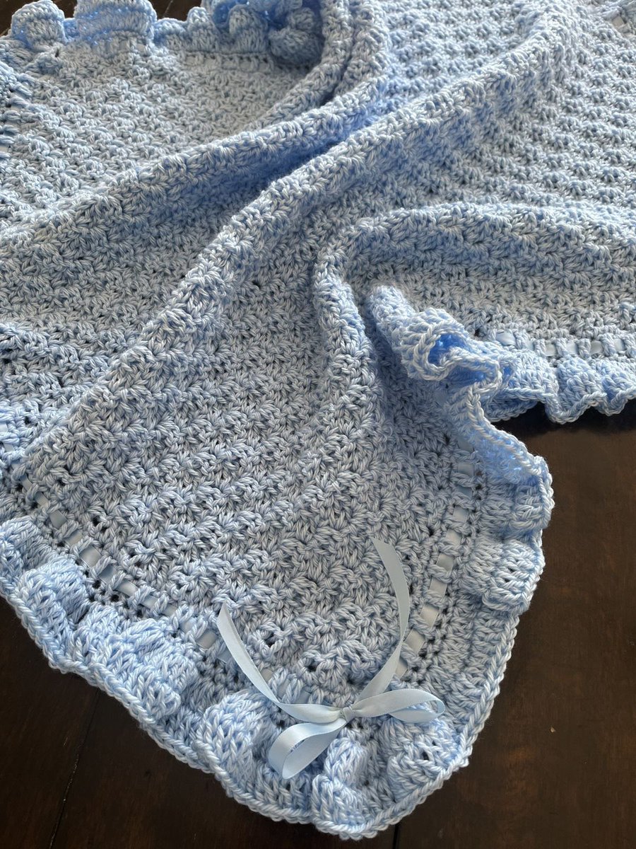 finished jamie’s blanket just in time ☺️🩵

<a href="/shaunship6/">Shauna Shipman</a> <a href="/jaxtaylor009/">jackie taylor</a>