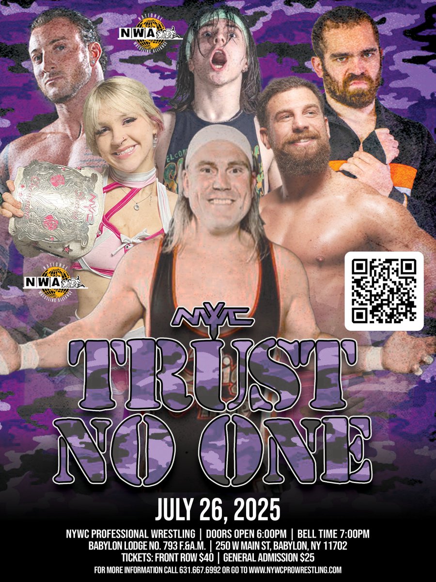 NYWCWRESTLING's tweet image. NYWC returns July 26th as we debut at a new location for Trust No One!
Former WWE star @DrewGulak is back!
The new NYWC Champion Tony Burma in action!
A hardcore match between The Extricated & Prolific!
Plus much much more!
Tickets available at nywcprowrestling.com