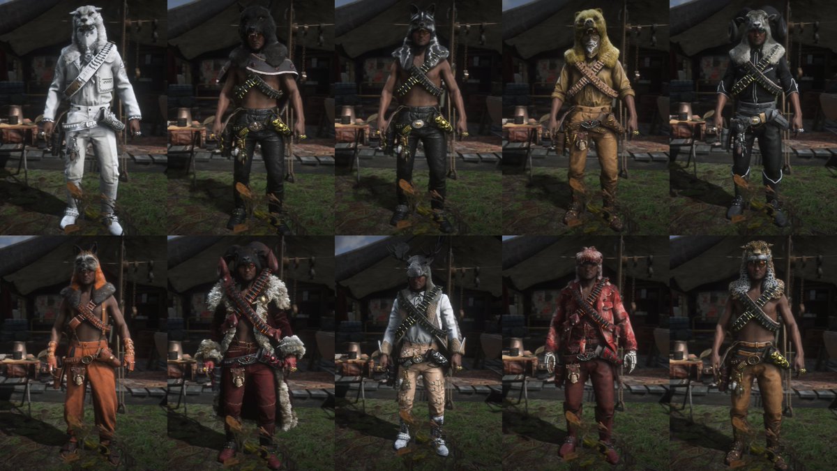 Forgot about these pic's  but was on red dead earlier  and forgot I made these 🔥 fits lol glad I was able to glitch off the ugly jacket on them legendary  skins lol. I wonder  if we still can👀 might have do so fresh ones.