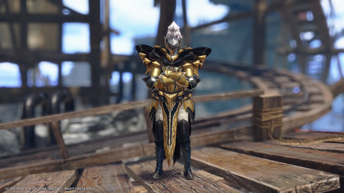 One day I'll get the right helmet design, but this will do for now.

My recreation of a fashion set that I made from Sunbreak.

#MonsterHunterWilds