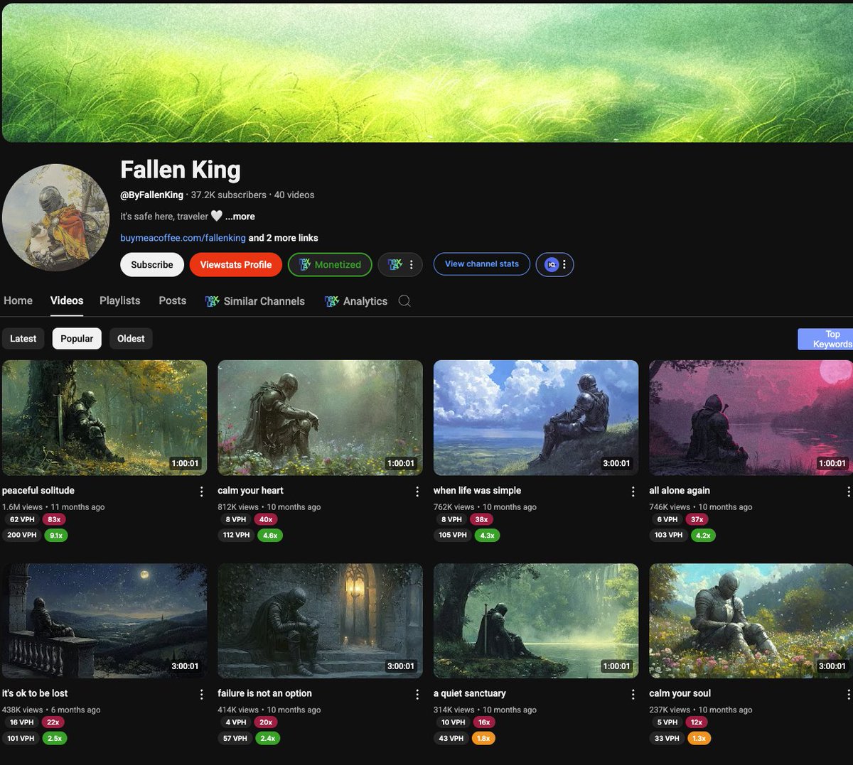 ytnichelab's tweet image. NICHE LEAK! 🚨       

Channel started 11 months ago       

Likely made $75k or MORE (assuming $11 rpm)

Videos made with minimal editing + ai

Need more niches? Retweet and Comment "NICHE" and I'll DM you