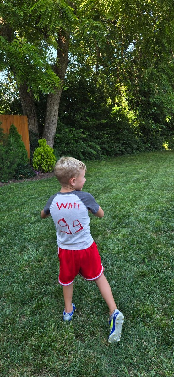 lets_go_gers314's tweet photo. My son, JJ, was getting teased at summer camp bc his name is the same as the Cocomelon baby. Thanks to some @JJWatt highlight reels on YouTube, he has regained his confidence.  Unfortunately, I now have to be on my toes at all times to avoid getting sacked https://t.co/qgEw4OtwzV