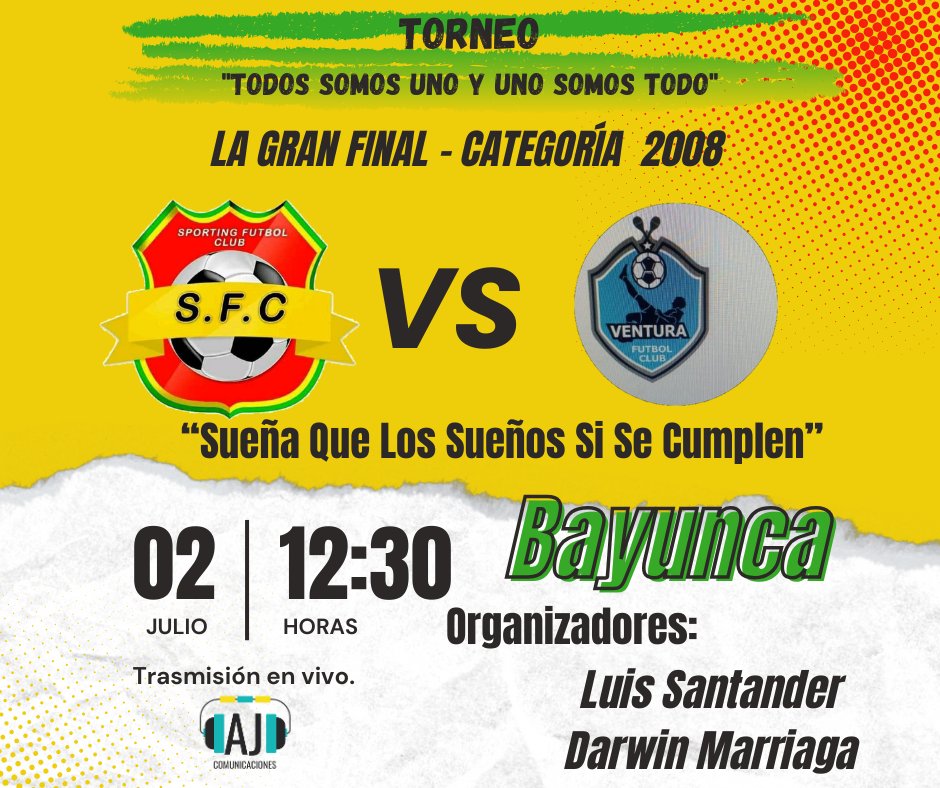 ajmix2012's tweet photo. #CorregimientodeBayuncaBolivar vivirá las primeras finales de la versión I "TORNEO TODOS SOMOS UNO Y UNO SOMOS TODOS" 2025 organizadores: Luis Santander  y Darwin Marriaga  Felicidades https://t.co/uYwgpdpqTy