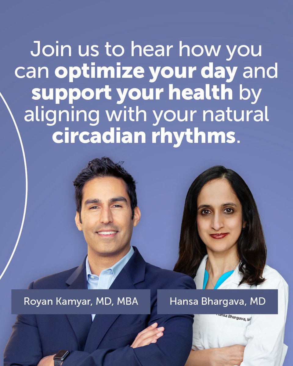 rnkamyar's tweet photo. Excited to share more about the WHY behind @owaves with @HansaBhargavaMD and the @Healio team. Circadian rhythms only gets two days of lecture at top medical schools... But it's possibly the greatest framework for improving our personal health & well-being. #TimeIsNow #oTime☀️ https://t.co/1b6ytWGqHj