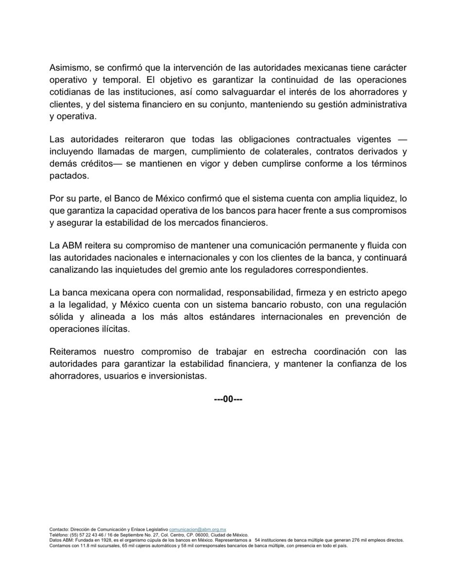 Comunicado de prensa ABM.