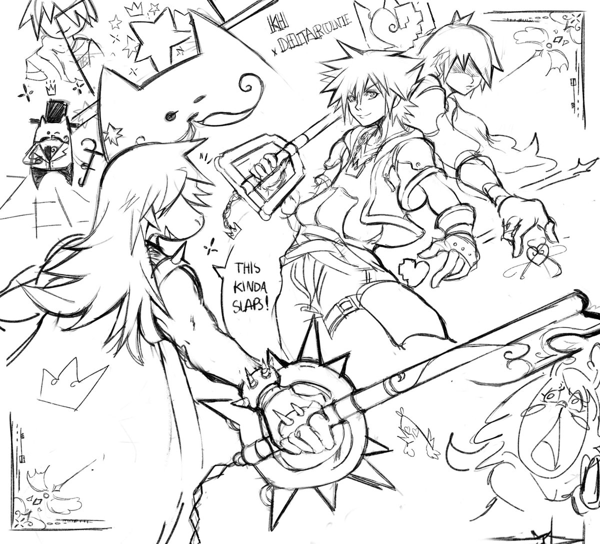 I'm sharing more KH x Deltarune content! Here are some quick concept sketches that will be finished later