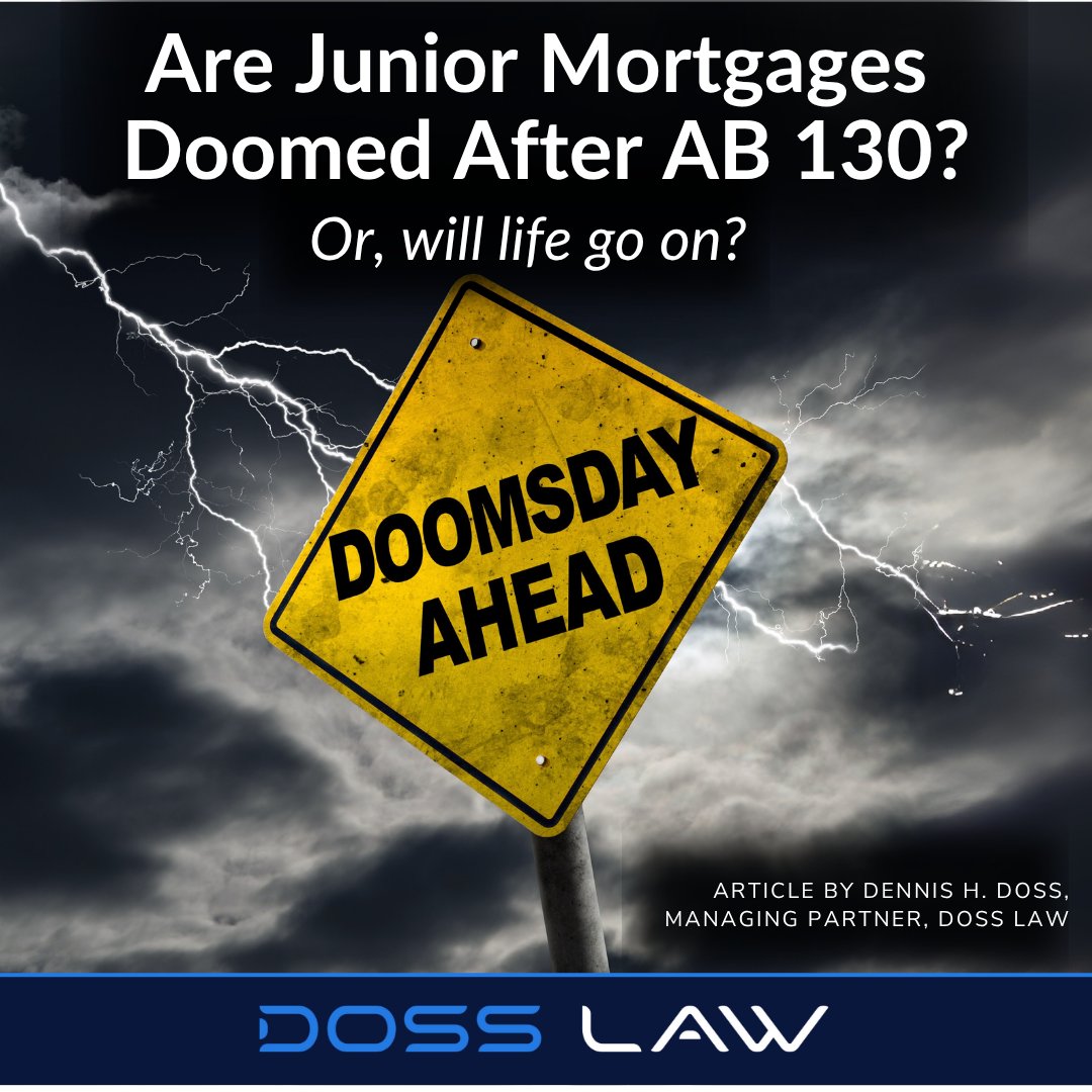 dossdocs's tweet image. Are Junior Mortgages Doomed After AB 130?
Or, will life go on?

❗California AB 130 is now law. It just made foreclosing on certain junior mortgages harder.

👉 Get the Breakdown
hubs.li/Q03vyLVV0

#AB130 #MortgageLaw #Foreclosure #PrivateLending #CaliforniaLaw #CMA