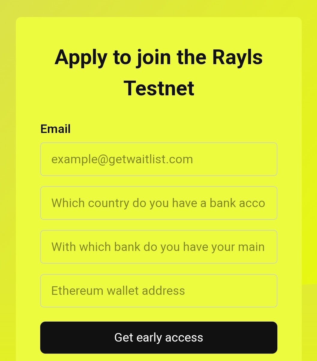 Apply For <a href="/RaylsLabs/">Rayls</a> Testnet WL ✨️

• Funding : 33 Million$
• Cost : 0$ ( Free )

👉 getwaitlist.com/waitlist/28603…

👉 Submit Email - Wallet Address - Bank Name

👉 Waitlist Users Get Priority Access To Rewards Program 

📍 Join My Telegram For More Alpha Drops (