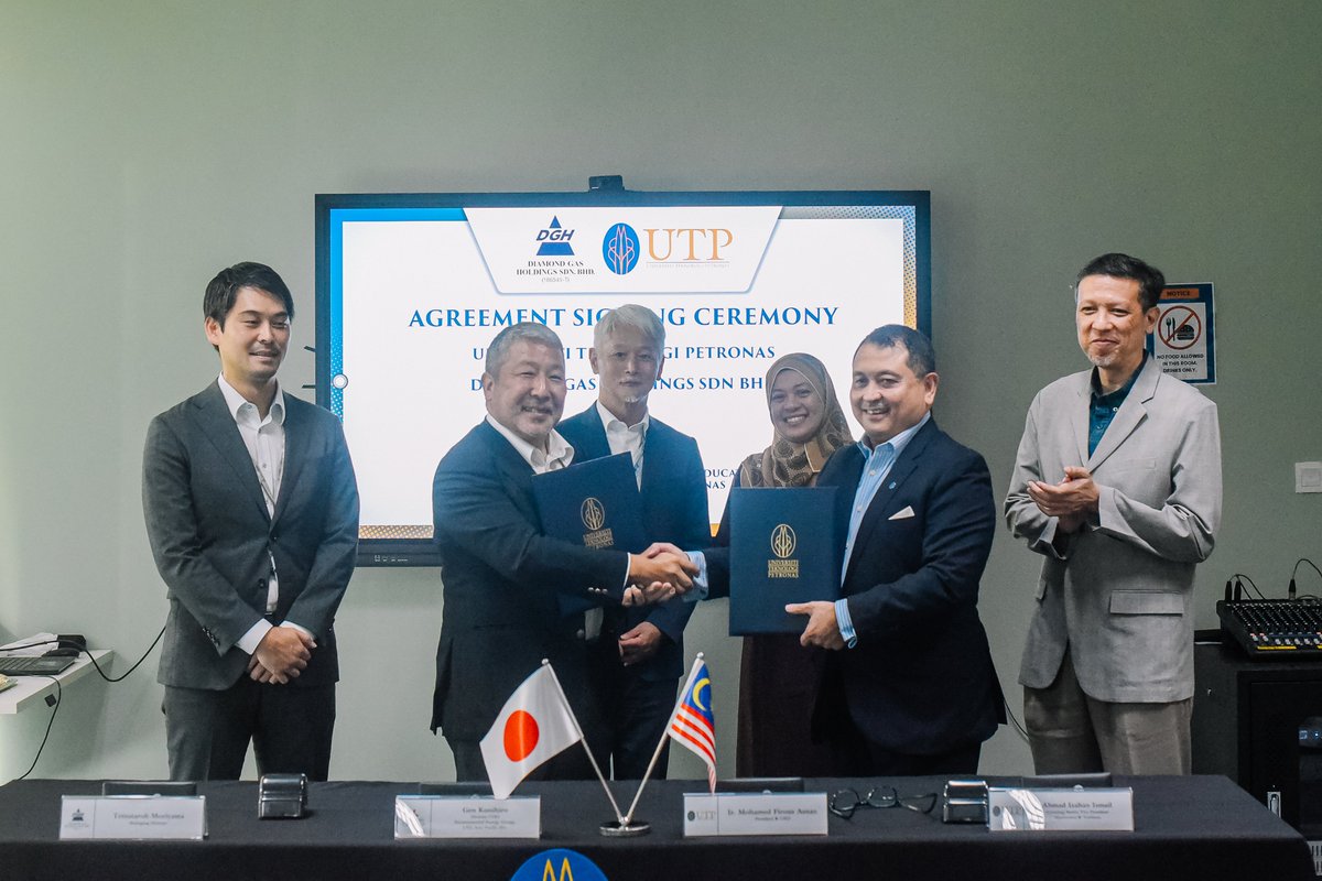 UTPOfficial's tweet photo. On 16 June 2025, UTP &amp; Diamond Gas Holdings (Mitsubishi Corp) launched a bold partnership to drive clean energy, EVs &amp; smart mobility — right from UTP’s campus.

🔗 Full story: https://t.co/aIOMbd9fv2
#UTPinMe #GreenCampus #CleanEnergy #SmartMobility https://t.co/ijeUpzv3s6
