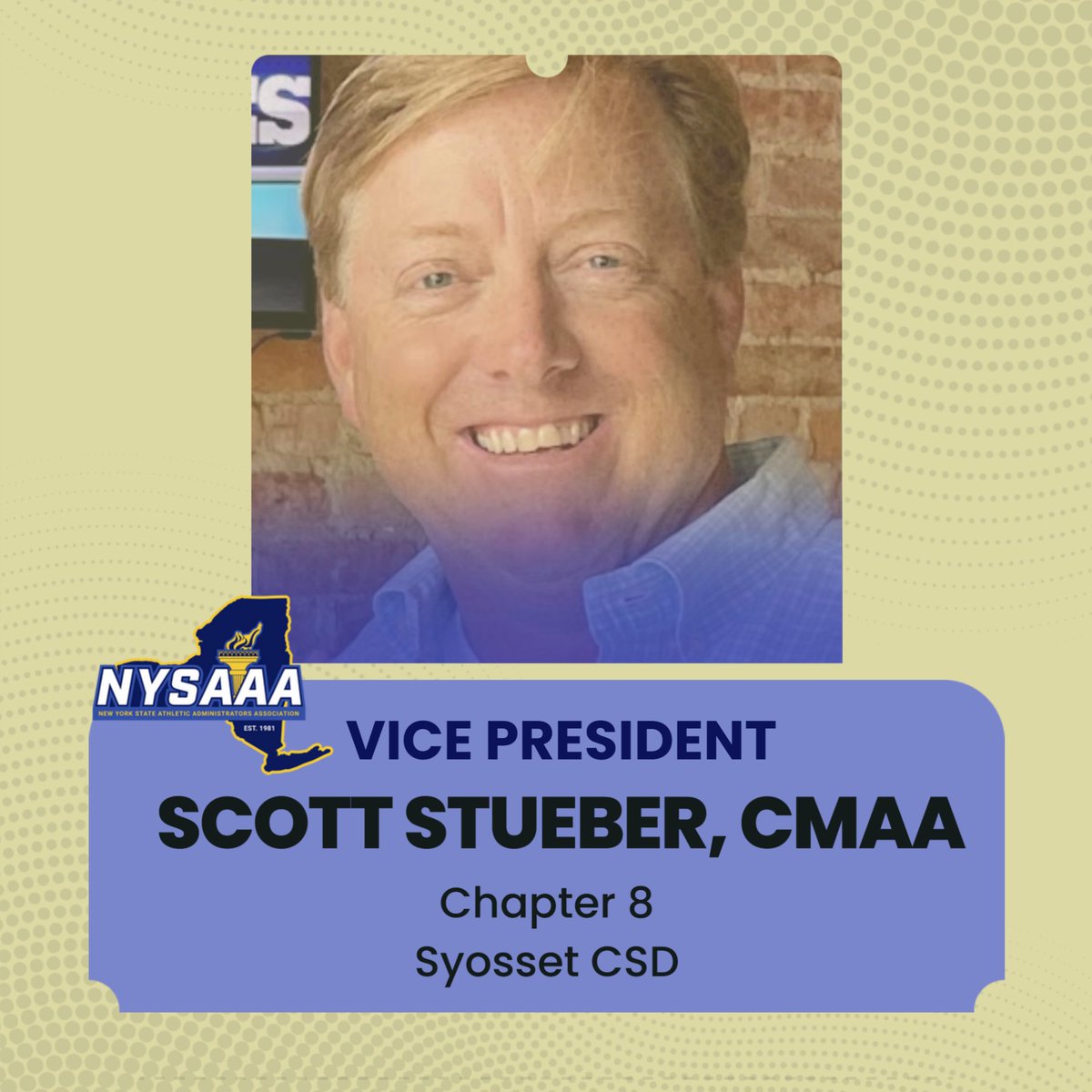 Today marks the arrival of our new VP, Scott Stueber.  Scott is a veteran AD that has proven time and again that he is committed  to the profession and to the growth of ADs locally and throughout the state.  Welcome aboard, Scott!!