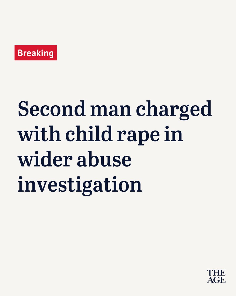 Warning: Distressing content.

A second man has been charged with dozens of sex crimes against children, including rape, as part of a major investigation that also uncovered the separate abuse allegations at a Melbourne childcare centre.
theage.com.au/national/victo…