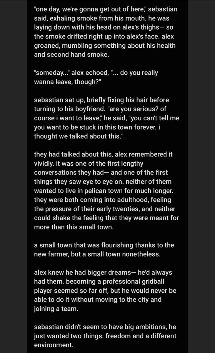 moonlightdio's tweet photo. #sebalex #stardewvalley fic snippets. since my stardew obsession is back i kinda wanna finish this :3 uuuuhuhu sebalex i adore u https://t.co/YzYhNQTt7S
