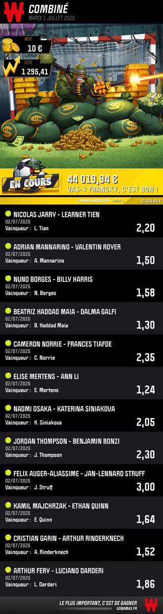 🎯 MORTAL COMBO (1295,41) bonus 240% DINGUE 🚀🏖️

TICKET MALDIVES TODAY☀️🏖️ 

#TeamParieur 

❤️x♻️ 4x50€ pour vous si ce ticket passe parmis les commentaires SOYEZ ACTIFS ! 💪💊

Ps : je prendrais uniquement les personnes abonnez à ma page évidement ⚠️‼️