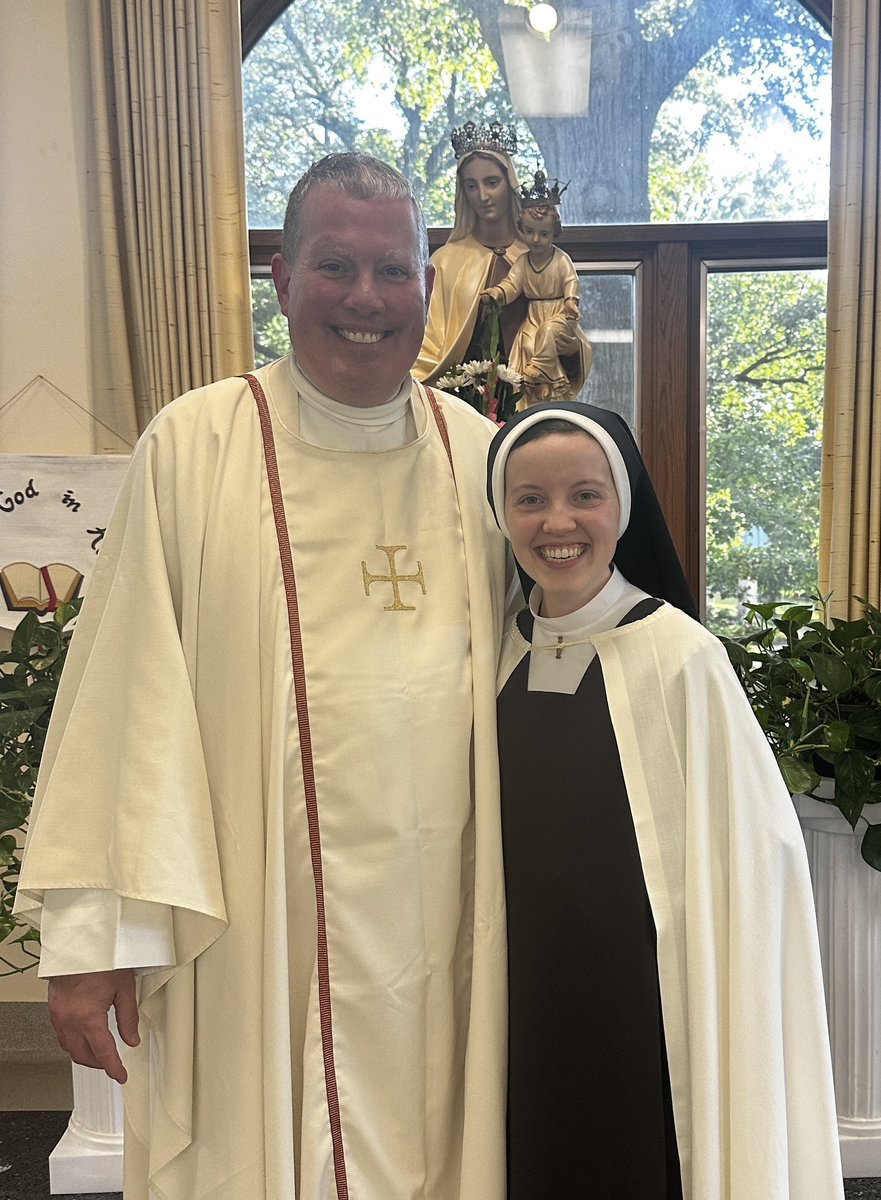 Happiness as a college chaplain is seeing young adults seek God’s will and carry it out. First vows today for Sr. Annunciata Grace, Carmelite. What a day.