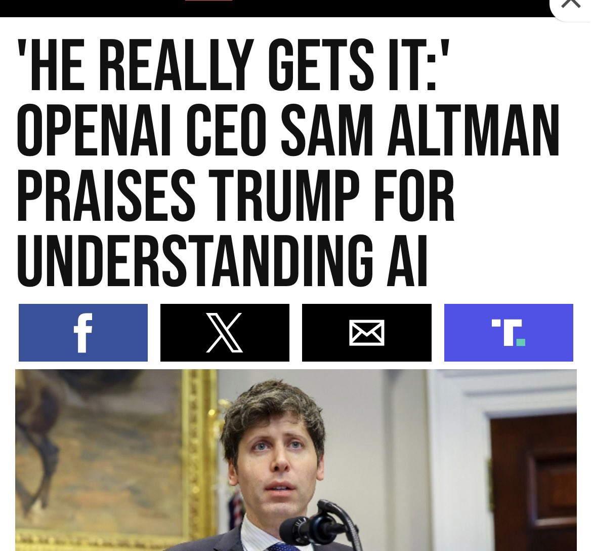 josette caruso (@josettecaruso) on Twitter photo <a href="/ReturnOfKappy/">Isaac’s Army</a> OpenAI CEO Sam Altman praised President Donald Trump, saying he understands the importance of AI to both the economy and the geopolitical situation, adding that he couldn’t say the same for all presidents. “He really gets it,” Altman said.
“You’ve talked to President Trump, what <a href="/ReturnOfKappy/">Isaac’s Army</a> OpenAI CEO Sam Altman praised President Donald Trump, saying he understands the importance of AI to both the economy and the geopolitical situation, adding that he couldn’t say the same for all presidents. “He really gets it,” Altman said.
“You’ve talked to President Trump, what