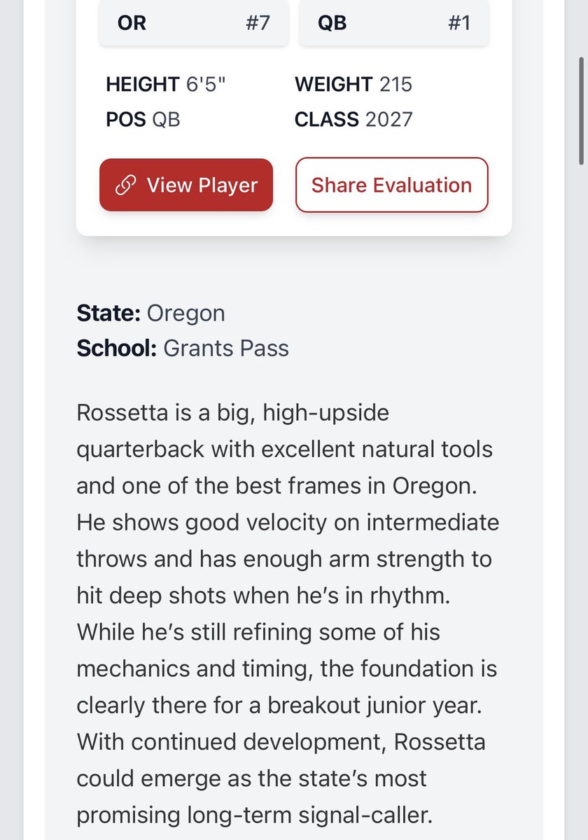 JordanRossetta's tweet image. Thank you for the write up @ConnorDarby57 and @PrepRedzoneOR Continuing to work on my craft every day.
