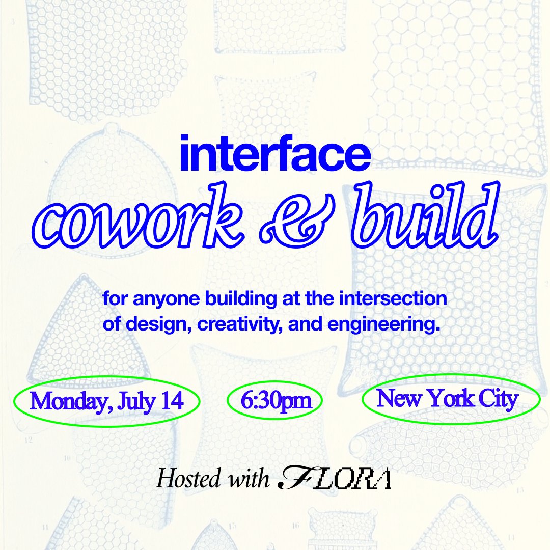 thisisrayouf's tweet image. hosting a cowork & build for creative technologists with @florafaunaai in NYC, if you're tinkering on something (or not), come hang out, and if you're feeling really crazy, give us a mini demo. rsvp below