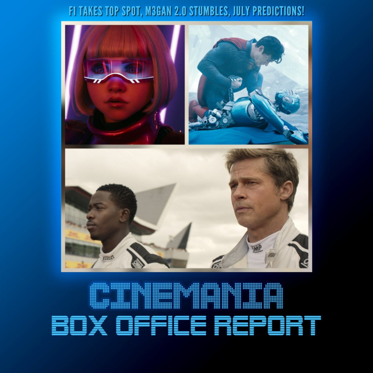 CinemaniaWorld's tweet image. Check out an all NEW episode of the Box Office Report Show! Join @Cinemaniac94 and @ChillyBoyYT as they talk the weekend Top 5 including the impressive numbers for #F1Movie , #M3GAN flopping, and their predictions for July's big releases!
Listen: linktr.ee/cinemaniaworld