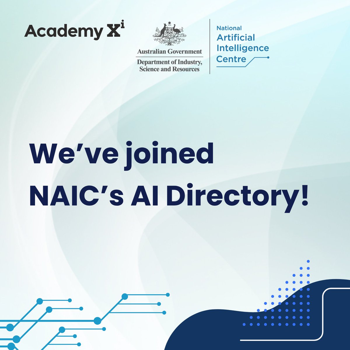 Great news! ✨ Academy Xi is now officially listed in the National AI Centre's AI Directory (#NAIC)! We're proud to be recognised as a leading provider driving AI literacy, future skills building &amp; innovation across Australia.
🔗 Explore our listing - loom.ly/MZ0F3E8