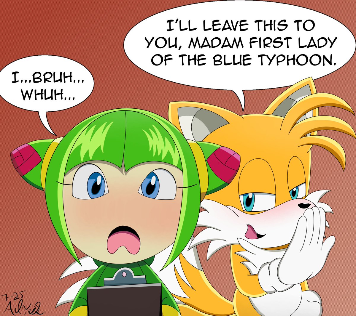 Another IDW Sonic redraw complete! I always love reimagining memorable scenes but with Tailsmo. 

(Also, Tails' rizz game is on fire, fr fr) 

#tails #tailsthefox #sonic #sonicthehedgehog #savecosmo #tailsmo #cosmotheseedrian #idwsonic #sonicx