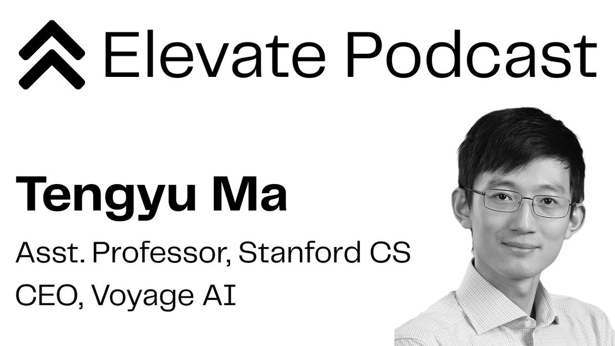 ElevateHQ_'s tweet image. Huge thanks to @TengyuMa for coming on the Elevate Podcast! Check out the podcast episode here: youtube.com/watch?v=ku7hFY…