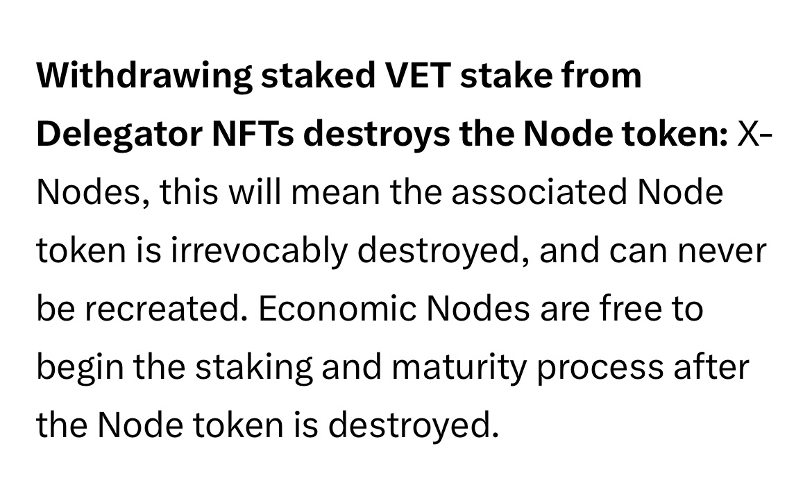 Why is <a href="/vechainofficial/">VeChain</a> now holding X Nodes hostage to staking with Stargate upgrade? You’re telling me if I want to unstake my $VET you will automatically destroy my X Node? Even if I stay above the holding limit? What if I just want to take a short break from staking? I can’t