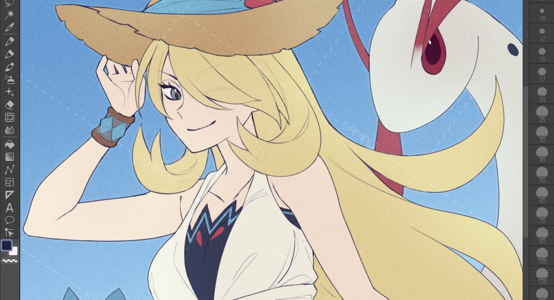 symocosmos's tweet image. (wip) all my friends like cynthia so i had to draw her