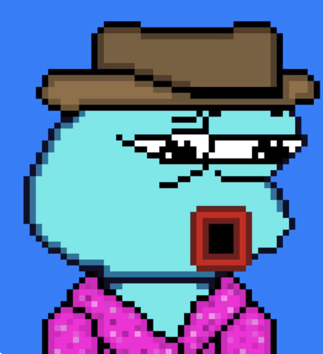 A cowboy <a href="/PixelatedPepes_/">Pixelated Pepe's 🐸</a> wearing a pink fur 🤔 glory hole