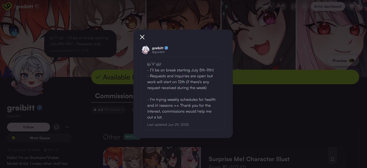Work/schedule update. . . 
( ﾉ_ _)ﾉ彡