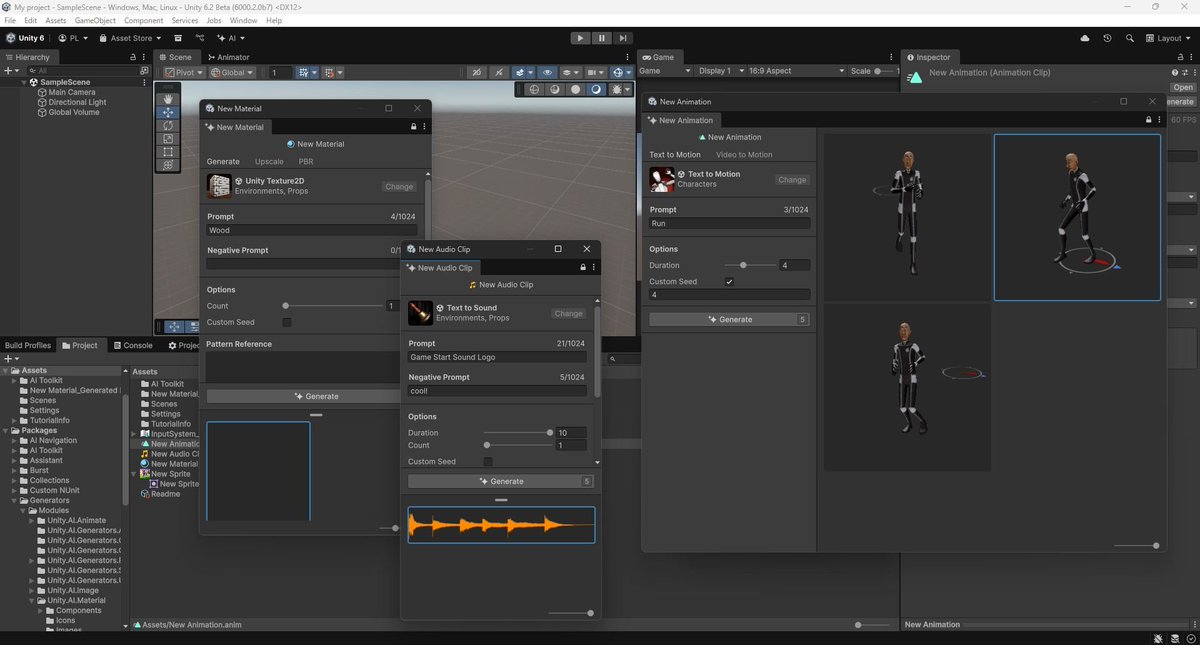 Gamecg_PG's tweet image. Unity 6.2 BetaのAIでアニメーションを作れるようになったので、リグ付さえできればUnityでアニメーションをプロンプトで作るのが吉かも。（廣）
#meshy #unity #ai