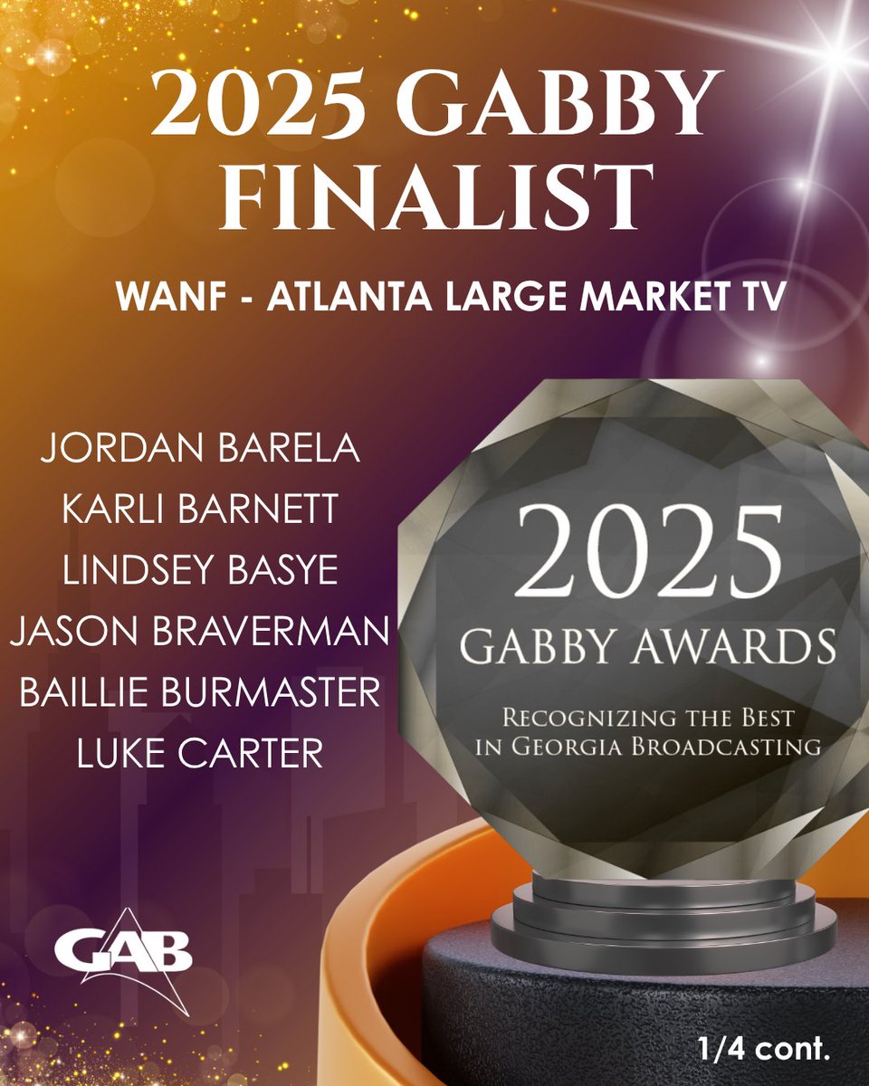 GABroadcasters (@gabroadcasters) on Twitter photo <a href="/KarliBarnett/">Karli Barnett</a> <a href="/LindseyBasye/">Lindsey Basye</a> <a href="/jasonbraverman/">Jason Braverman</a> <a href="/baillie_burm/">Baillie Burmaster</a> <a href="/VidiLuke/">Luke Carter 🌎</a> Congratulations for being named a 2025 #GABBYAwards finalist! 📷 <a href="/ATLNewsFirst/">Atlanta News First</a>
Celebrate this achievement with us at #GABCON2025 — register now and save with super early bird pricing: gab.regfox.com/gabcon-2025 <a href="/KarliBarnett/">Karli Barnett</a> <a href="/LindseyBasye/">Lindsey Basye</a> <a href="/jasonbraverman/">Jason Braverman</a> <a href="/baillie_burm/">Baillie Burmaster</a> <a href="/VidiLuke/">Luke Carter 🌎</a> Congratulations for being named a 2025 #GABBYAwards finalist! 📷 <a href="/ATLNewsFirst/">Atlanta News First</a>
Celebrate this achievement with us at #GABCON2025 — register now and save with super early bird pricing: gab.regfox.com/gabcon-2025
