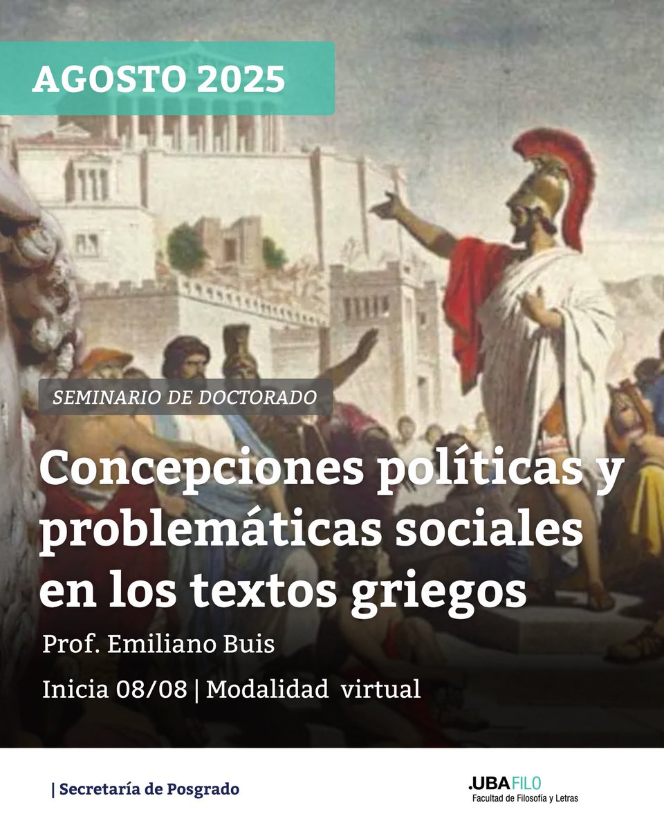Emiliano J. Buis (@emilianobuis) on Twitter photo 👉🏼 El 8 de agosto empezaré a dictar por zoom el Seminario de Doctorado *Concepciones políticas y problemáticas sociales en los textos griegos* en el marco de la <a href="/en_clasicos/">Maestría en Estudios Clásicos</a> de la Facultad de Filosofía y Letras <a href="/filo_uba/">Facultad de Filosofía y Letras UBA</a>. ¡Sean bienvenidas/os! 🔝💪🏼 👉🏼 El 8 de agosto empezaré a dictar por zoom el Seminario de Doctorado *Concepciones políticas y problemáticas sociales en los textos griegos* en el marco de la <a href="/en_clasicos/">Maestría en Estudios Clásicos</a> de la Facultad de Filosofía y Letras <a href="/filo_uba/">Facultad de Filosofía y Letras UBA</a>. ¡Sean bienvenidas/os! 🔝💪🏼