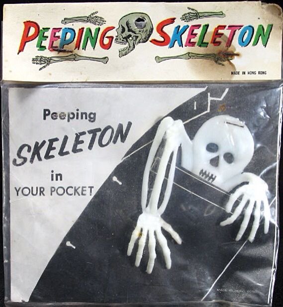 Take him with you wherever you go! Vintage Peeping Skeleton in your Pocket toy. 
#VintageMonsterToys #HorrorCommunity