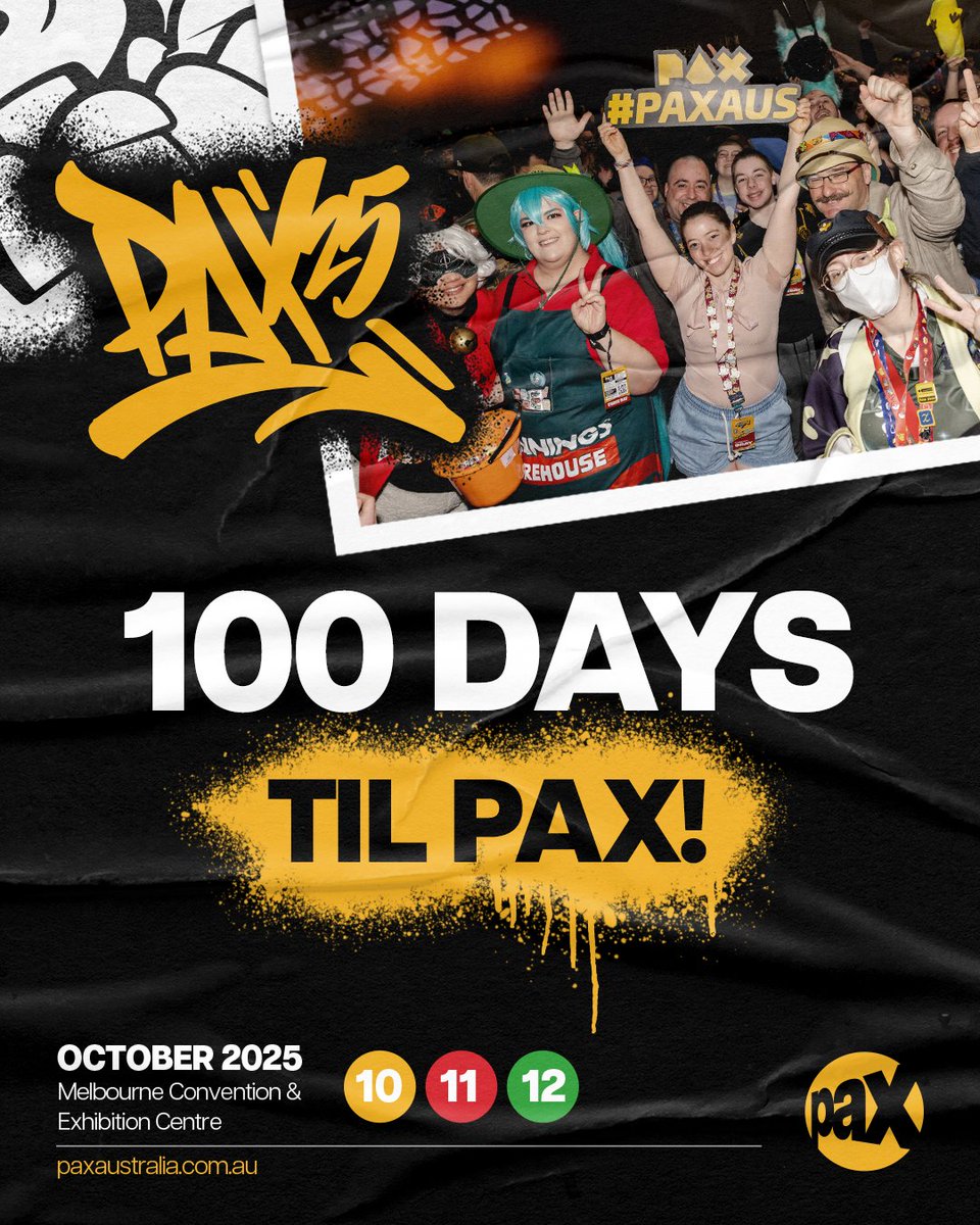 PAX Australia (@paxaus) on Twitter photo Oh My! 100 days til PAX Aus 2025! Book your badge now: events.ticketbooth.com.au/event/pax-aust… Oh My! 100 days til PAX Aus 2025! Book your badge now: events.ticketbooth.com.au/event/pax-aust…