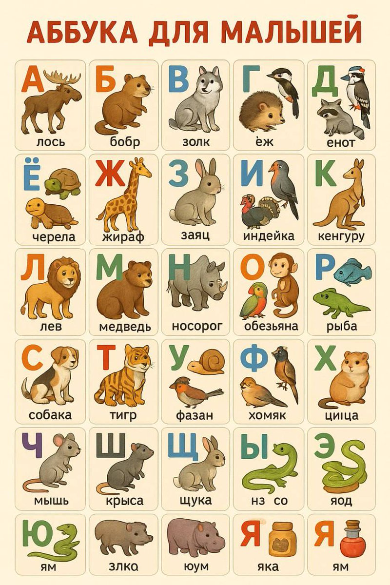 Mezzo_2011's tweet image. ChatGPT попросили сгенерировать азбуку для малышей, но что-то пошло не так
