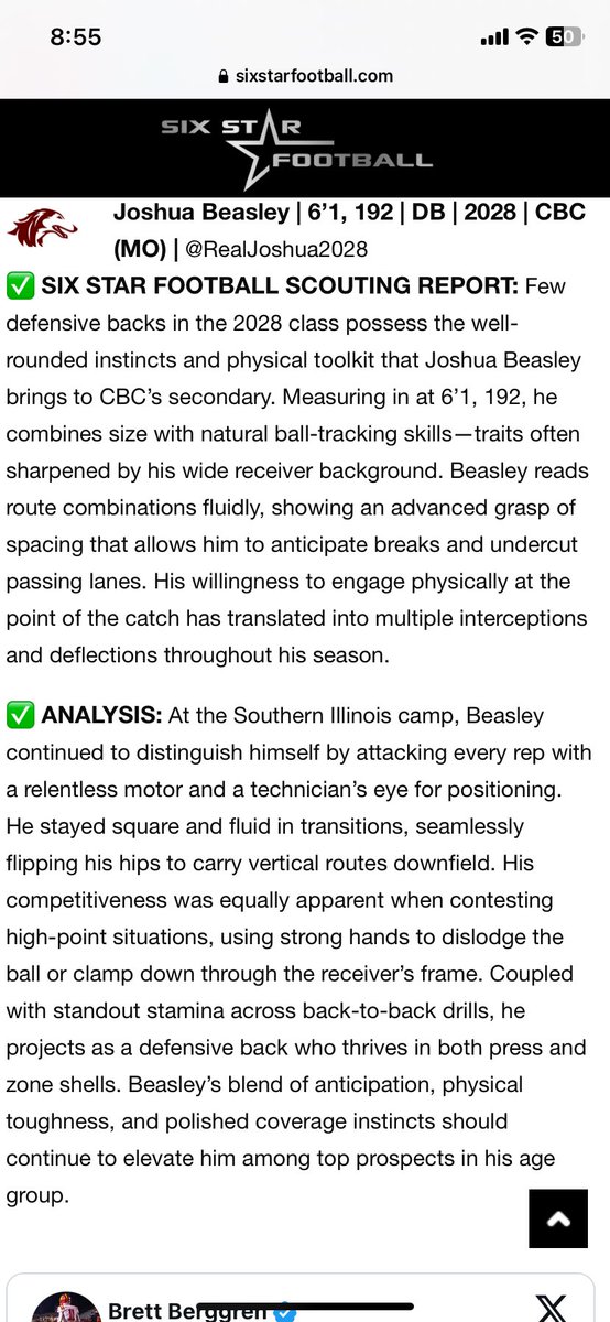 RealJoshua2028's tweet image. Thank you @sixstarfootball for the write up and being listed as one of the top performers, very blessed to receive it 🙏🏾 1% @ScottPingel10 @B_Dimovitz @Es_academy @Es_academy @JosiahCoach @MiltonProctorII @JPRockMO @PrepRedzoneMO @AllenTrieu @CoachReedLive @GSV_STL