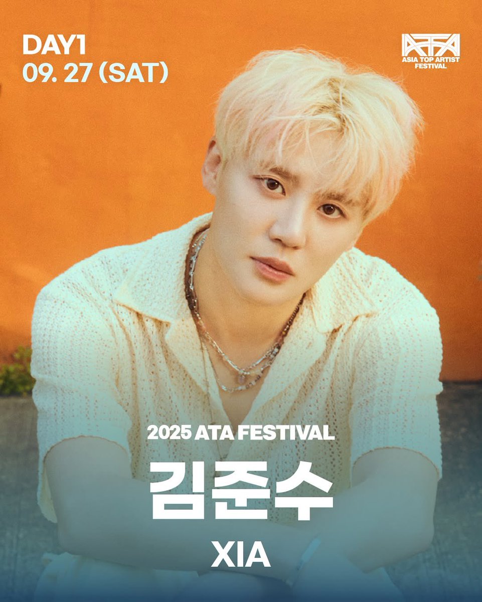 🎆 2025 Asia Top Artist Festival 🎆

토요일 #헤드라이너 #김준수 와👑
다가오는 9월 #아타페스티벌 에서 만나요!

𝟮𝟬𝟮𝟱 𝗔𝗧𝗔 𝗙𝗘𝗦𝗧𝗜𝗩𝗔𝗟
🌐 2025.09.27 (SAT)
📍난지한강공원 
🔗 mobileticket.interpark.com/goods/25008170

#김준수 #KIMJUNSU #XIA 
#XIA준수 #ジュンス #金俊秀
#ATA페스티벌