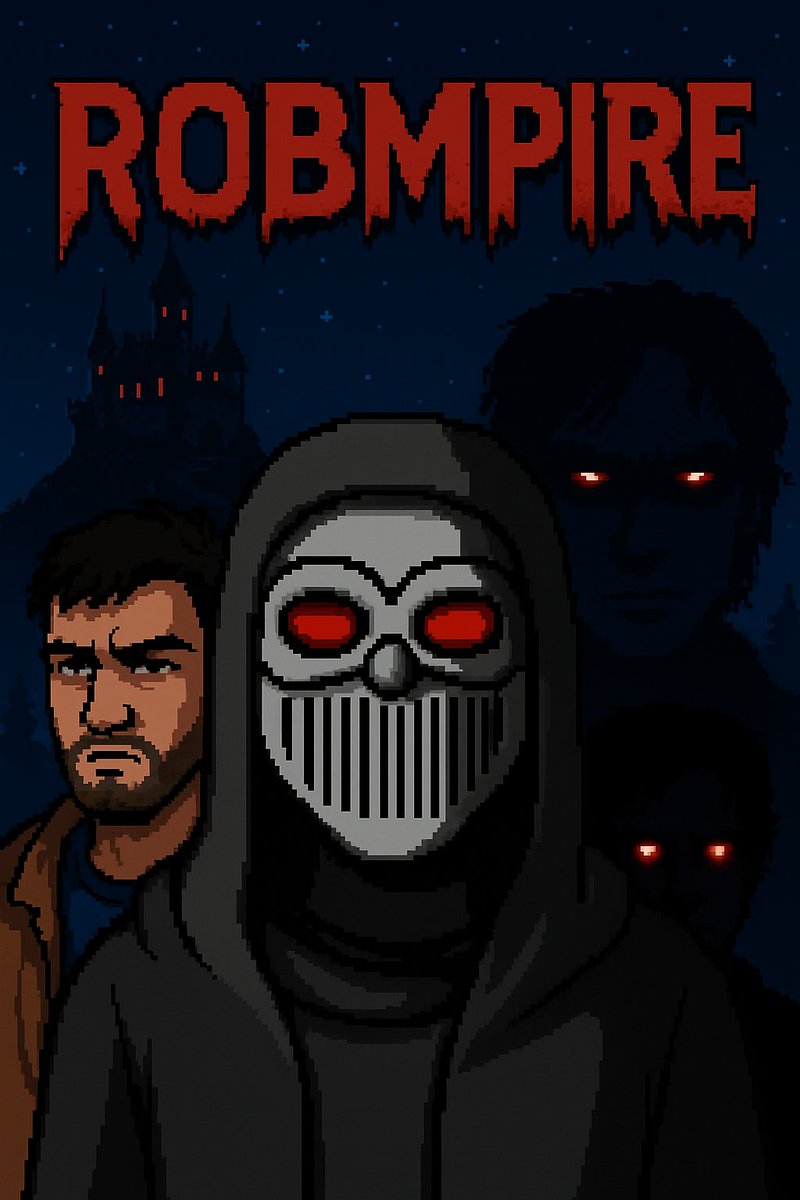 cineplexine's tweet image. 🚨 Just dropped my new indie visual novel 🚨
🎮 Robmpire – A cinematic pixel horror where 3 bank robbers hide in the woods...
Only to encounter something supernatural 🧛♂️💀
🔗 plexine.itch.io/robmpire
#indiegame #Renpy #PixelArt #Horror #VisualNovel #itchio