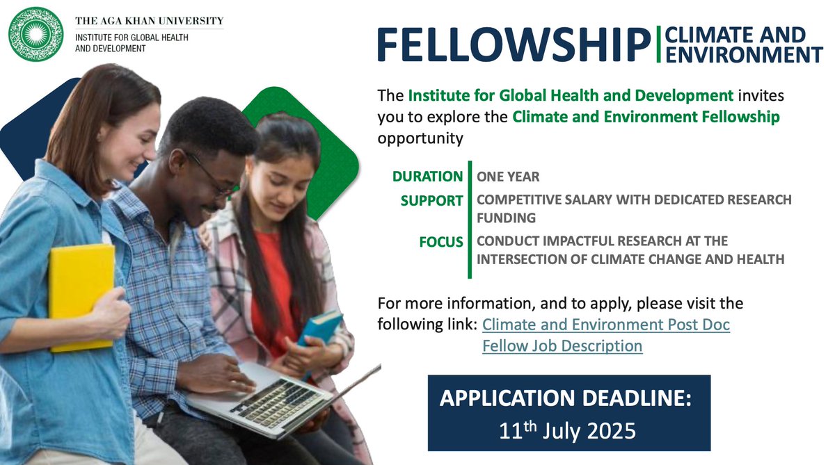 istic_unesco's tweet image. Apply now for the Climate & Environment Fellowship 2025 at IGHD !
🔬 Focus: Climate change & health
⏳ Duration: 1 year
💼 Salary + research funding
🗓️ Deadline: July 11, 2025
👉 More info: bit.ly/4l95aah