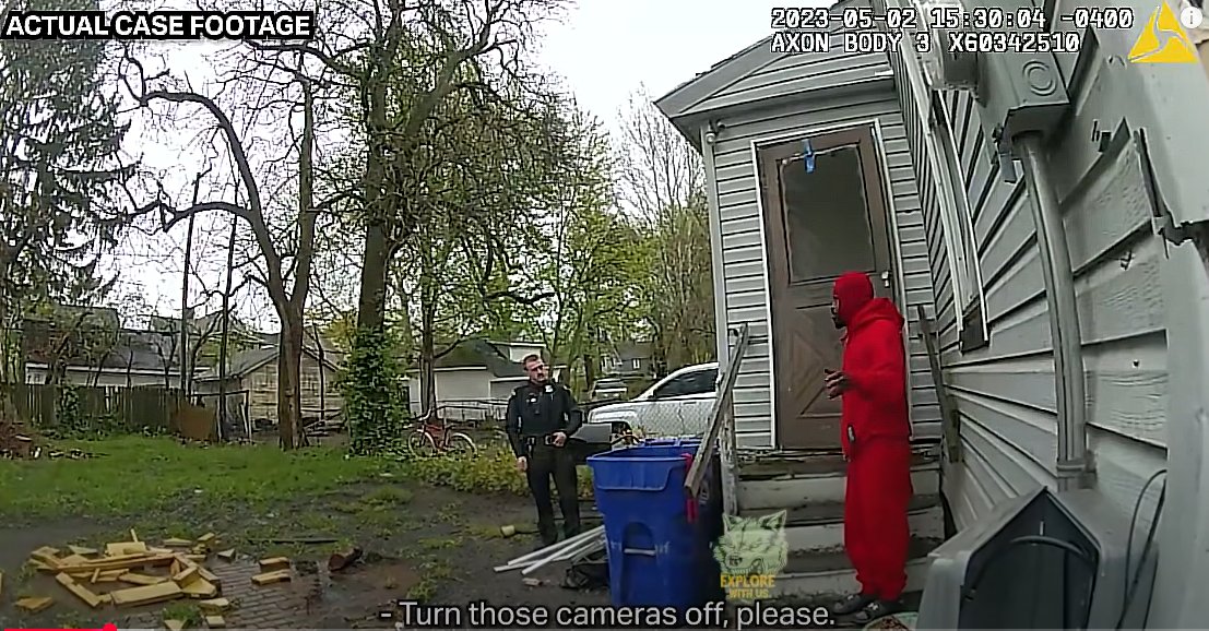 Lol, I've never seen this before. A guy suspected of having a woman chained up in his basement is begging the cops to turn their cameras off.
