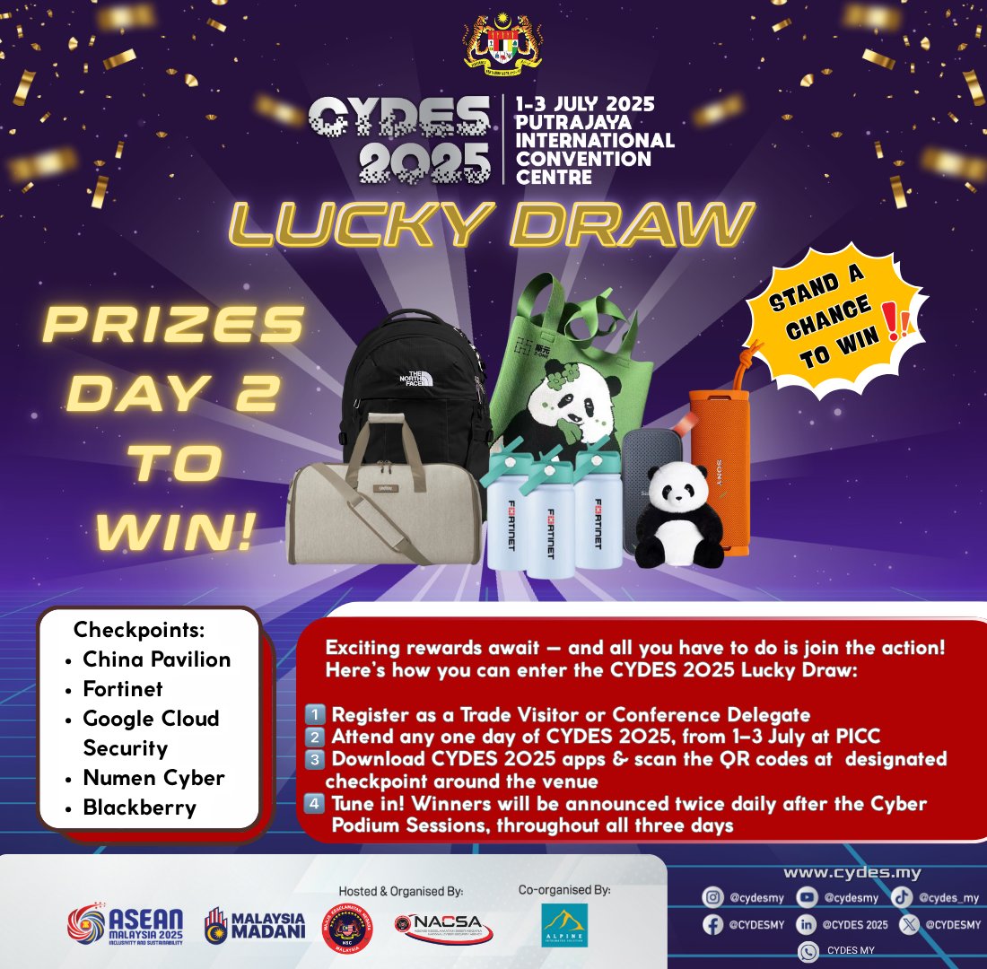 🎉 LUCKY DRAW – DAY 2 PRIZES ARE HERE! 🎁
From exclusive cyber security access to adorable panda merch and smart gadgets — you won’t want to miss today’s rewards!