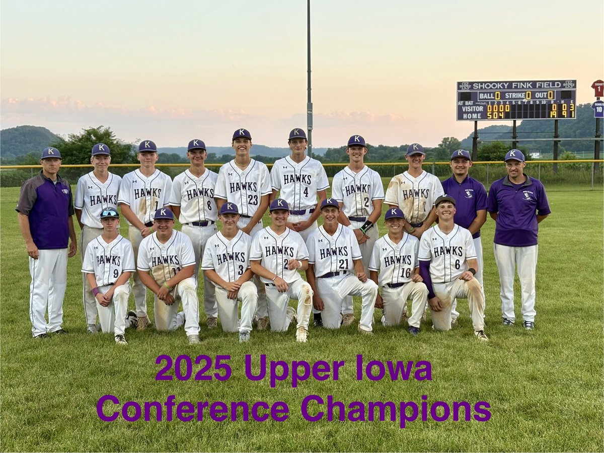 The 2025 Kee Hawks are Upper Iowa  conference champions for the 25th time!  Joining past Kee teams from 1988, 89, 90, 92, 93, 94, 95, 96, 2000, 01, 02, 03, 05, 06, 07, 08, 09, 10, 11, 12, 13, 16, 21, and 22.