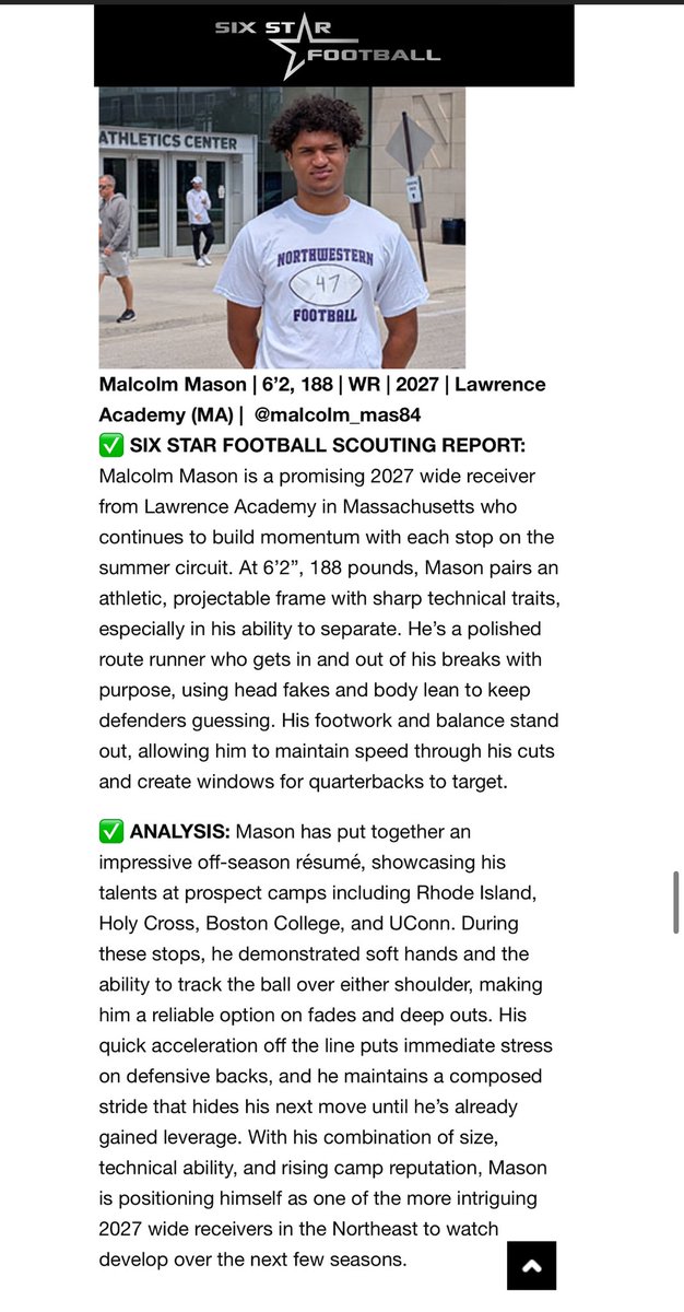 Malcolm Mason (@malcolm_mas84) on Twitter photo Thank you, <a href="/sixstarfootball/">Six Star Football | PLUS+</a>, for the report and analysis I truly appreciate the recognition for the hard work I put in during the off season. Now, let’s get back to work and keep the momentum going!
<a href="/LASpartansFB/">Lawrence Academy Fball</a> <a href="/ToonMarlon/">Marlon Toon</a> <a href="/Big____Homie/">Big____Homie</a> Thank you, <a href="/sixstarfootball/">Six Star Football | PLUS+</a>, for the report and analysis I truly appreciate the recognition for the hard work I put in during the off season. Now, let’s get back to work and keep the momentum going!
<a href="/LASpartansFB/">Lawrence Academy Fball</a> <a href="/ToonMarlon/">Marlon Toon</a> <a href="/Big____Homie/">Big____Homie</a>