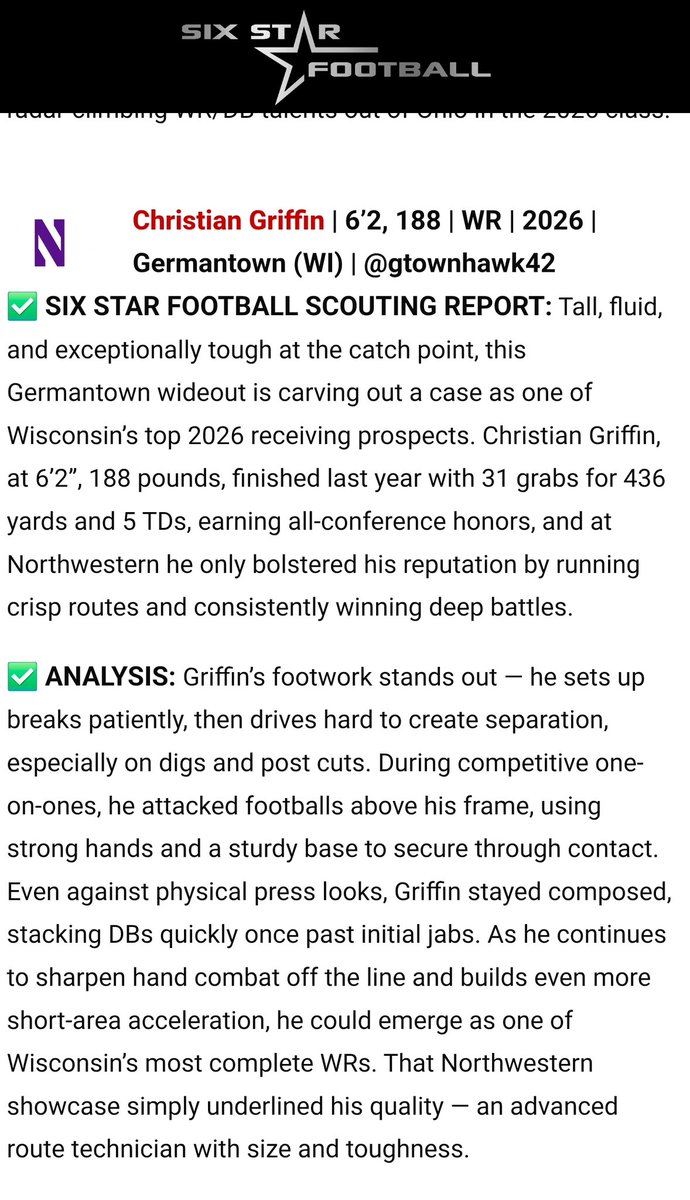 gtownhawk42's tweet image. Thank you @sixstarfootball for the write up, looking forward to keep improving my skills. All-Conference playing 2 conference games and 8 in total
@GtownGridiron @MJ_NFLDraft