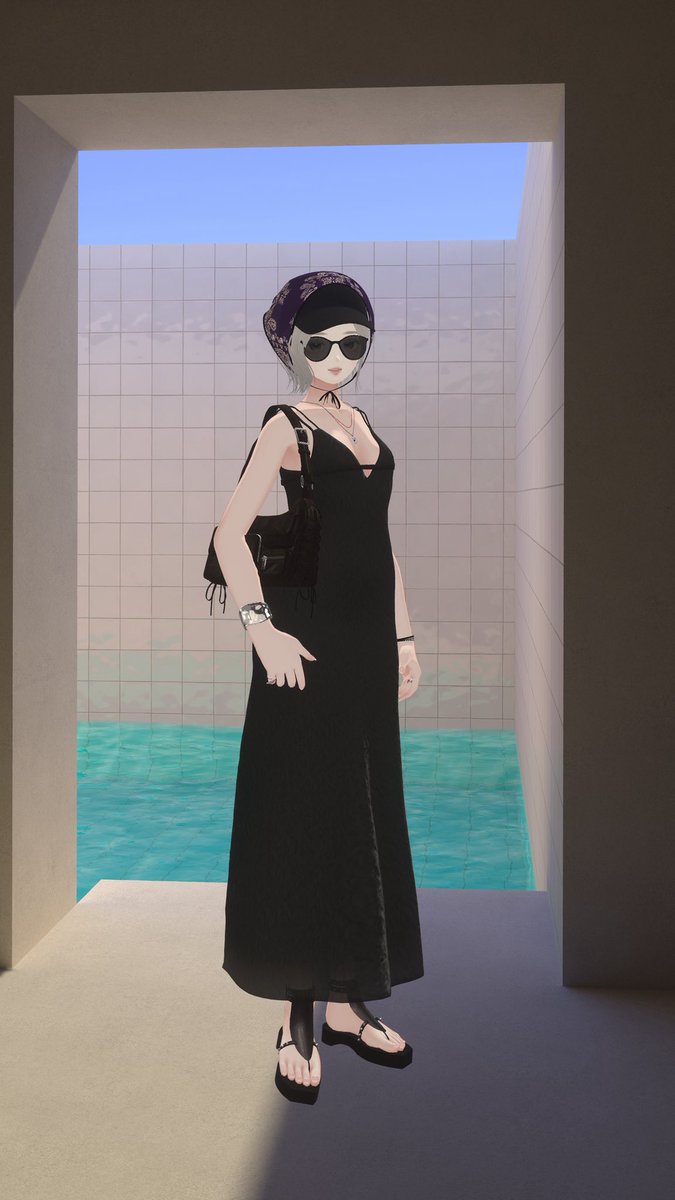 k_kinosh's tweet image. Boho chic☀️summer style
-
headscarf #AstroAura_Studio
cap & hair #IO_3D
slip dress, sandals, bag, sunglasses, necklaces, bracelets #BEAMSバーチャルファッション
makeup #CHOCOLATERICE_vrc
eyes #MEMEROLAND
nails #てんぱすおおもり
avatar: #Shinra3D
#VRChat world Liminal 00 by Mochie
