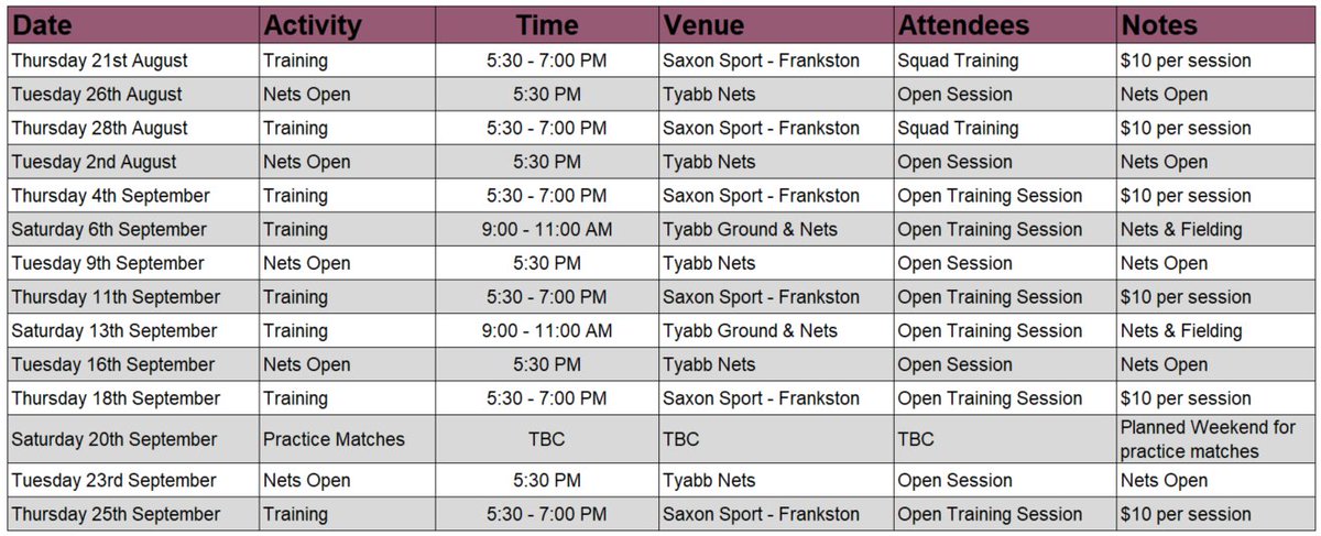 2025/26 Pre-season training Schedule has dropped.

Will be a big season ahead, Will see you there!!