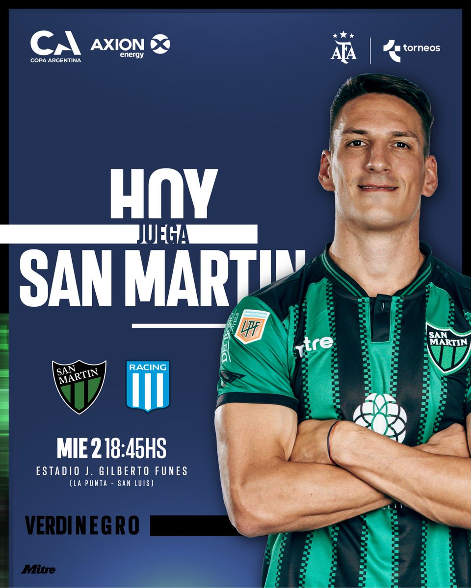 Hoy nos volvemos a ver! Hoy todos juntos por un mismo objetivo!!

Hoy juega El Único de San Juan y El Más Grande de Cuyo!!!

#VamosLosSantos
#VamosVerdinegro 🟢⚫