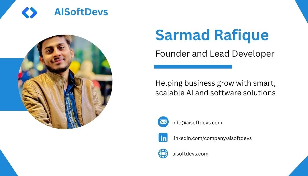 SarmadRafique2's tweet image. 🚀 Introducing AISoftDevs
AISoftDevs is aimed to help businesses automate and grow using modern AI solutions.
Our core services include:
 – AI Agent Development
 – Business Process Automation
 – Custom Web &amp;amp; Mobile Apps
 – Scalable SaaS Product .
 #aisoftdevs #saas #aiagents